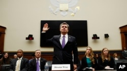 FBI Director Christopher Wray is sworn in during a House Judiciary hearing on Capitol Hill in Washington, Dec. 7, 2017. 