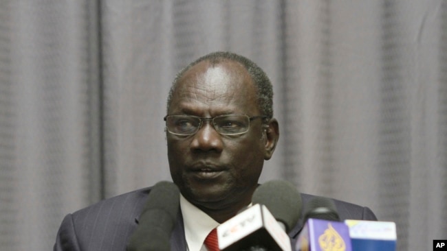 FILE - South Sudan's Information Minister Michael Makuei.