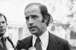 In this Dec. 12, 1972 file photo Joe Biden, the newly-elected Democratic Senator from Delaware, speaks in Washington. Biden has won the last few delegates he needed to clinch the Democratic nomination for president.