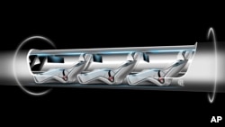 Ескіз "Гіперпетлі" (Hyperloop) — проекту різновиду вакуумного потягу, запропонованого Ілоном Маском