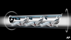 An image released by Tesla Motors, is a sketch of the Hyperloop capsule with passengers onboard.