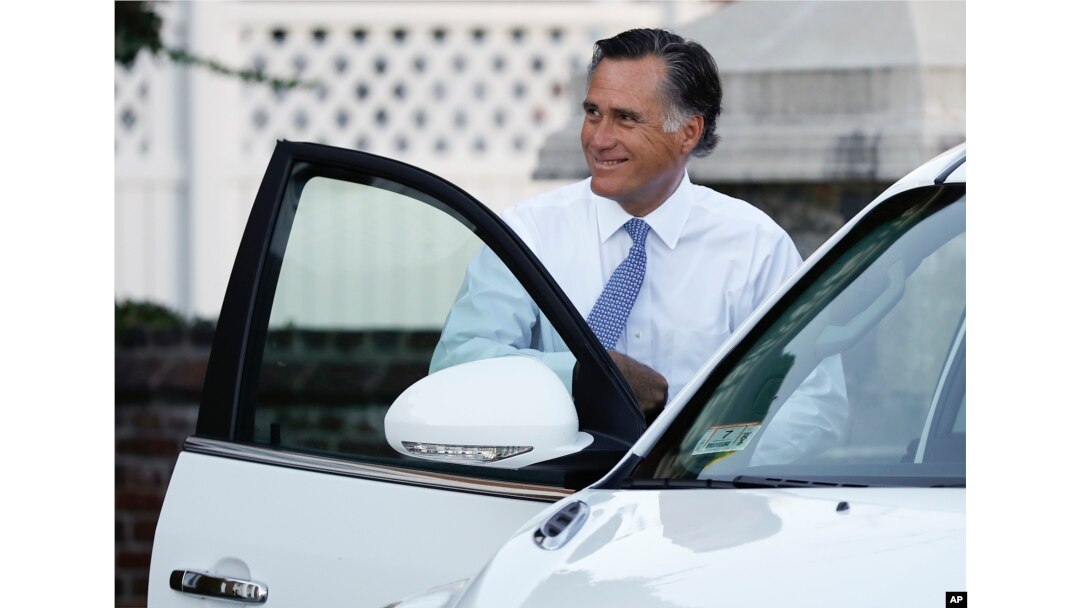 Mitt Romney gets into a vehicle as he leaves after meeting with President-elect Donald Trump at Trump National Golf Club in Bedminster, N.J., Nov. 19, 2016.