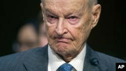 FILE - Zbigniew Brzezinski, of the Center For Strategic And International Studies, testifies on Capitol Hill in Washington, Jan. 21, 2015, before the Senate Armed Services Committee. Brzezinski was President Carter's national security adviser.