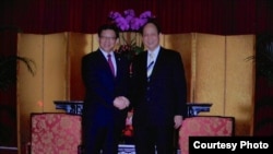 海基会董事长林中森（右）会晤海协会会长陈德铭(台湾海基会资料照片）