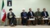 Iranian Supreme Leader Ayatollah Ali Khamenei, far left, meets with President Hassan Rouhani, second from left, and other members of the president’s Cabinet, Aug. 29, 2018.