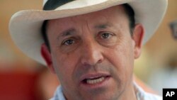 FILE - Santiago Uribe, shown in February 2008, was arrested Feb. 29, 2016, on charges that he created and led a death squad in Colombia in the 1990s. 