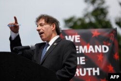 Rep. Jamie Raskin, D-Md., speaks to demonstrators gathered near the Washington Monument during the "March for Truth," June 3, 2017, in Washington, D.C.