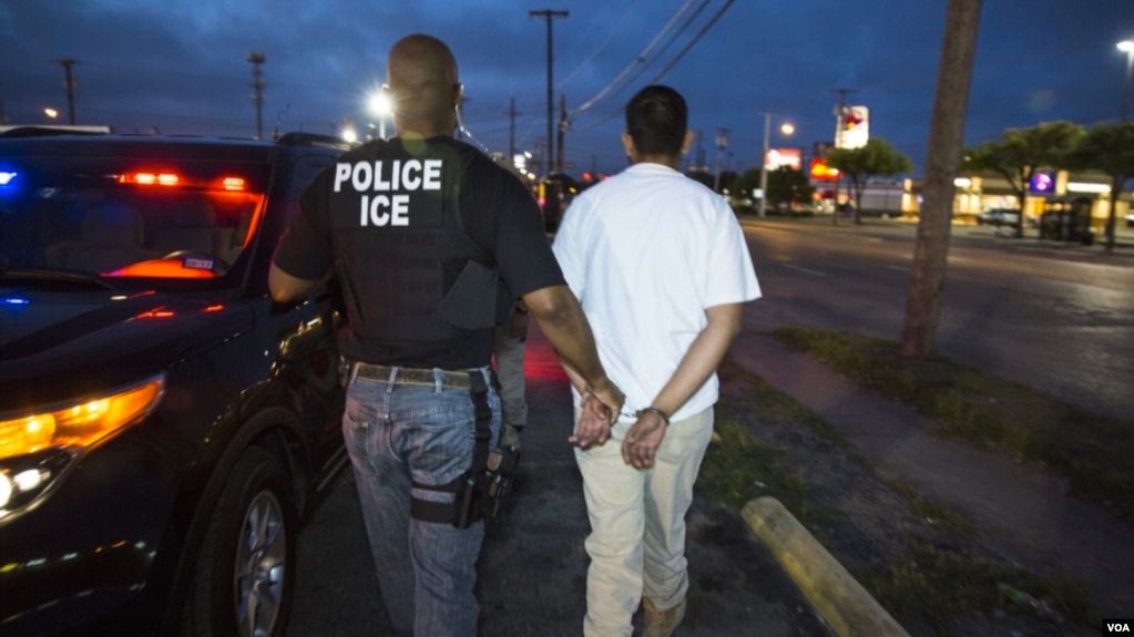 美国联邦探员逮捕非法移民 (美国移民与海关执法局提供)