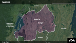Map showing Kigali, Rwanda.