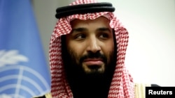 FILE PHOTO - Saudi Arabia's Crown Prince Mohammed bin Salman Al Saud is shown during a meeting at the United Nations headquarters in New York, March 27, 2018. 