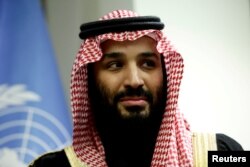 FILE - Saudi Arabia's Crown Prince Mohammed bin Salman Al Saud is shown during a meeting at U.N. headquarters in New York, March 27, 2018.