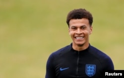 Le joueur anglais Dele Alli, lors d'un entraînement en Angleterre, le 28 mai 2018.