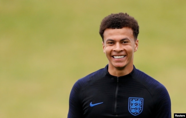 Le joueur anglais Dele Alli, lors d'un entraînement en Angleterre, le 28 mai 2018.