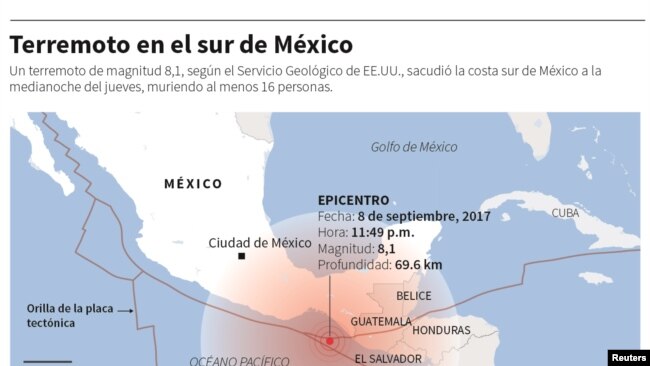 El terremoto en México ha causado al menos 16 muertos.