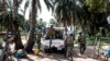 Les soldats de la Mission de stabilisation de l'Organisation des Nations Unies en République Démocratique du Congo (Monusco) dans un village du district de Kamonia, l'une des zones les plus touchées par les conflits dans la région du Kasaï, RDC, 24 octobre 2017