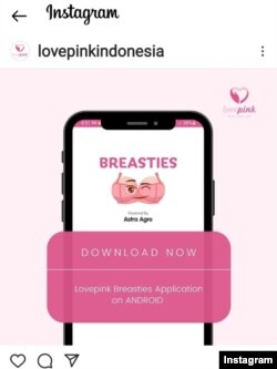 "Lovepink" akhir Oktober 2021 meluncurkan aplikasi Android 'Lovepink Breasties' dengan konten yang telah diremajakan,. Aplikasi ini memberi 'reminder' bagi para perempuan Indonesia untuk melakukan Pemeriksaan Payudara Sendiri (SADARI).