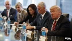 President-elect Donald Trump speaks during a meeting with technology industry leaders 