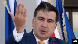 FILE - Georgian President Mikhail Saakashvili in Tbilisi, Georgia, June 27, 2013. 