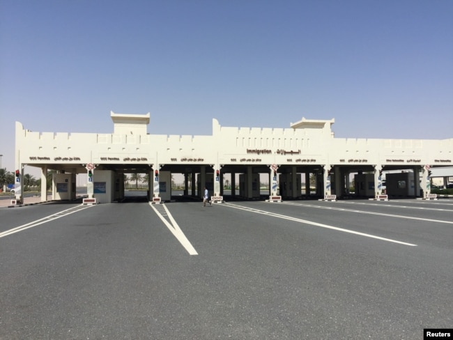 FILE - A view shows Abu Samra border crossing to Saudi Arabia, in Qatar, June 12, 2017.