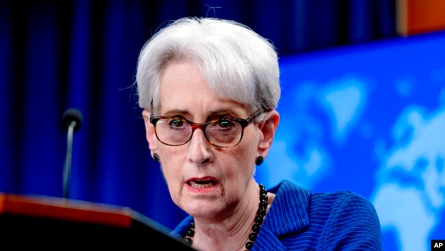 FILE - Deputy Secretary of State Wendy Sherman speaks at the State Department in Washington, Aug. 18, 2021. A U.S.-sponsored show of alliance with Japan and South Korea stumbled Nov. 17 when American diplomats couldn't persuade their Asian allies to share a news conference stage.