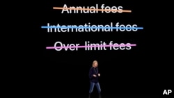 Jennifer Bailey, vice president of Apple Pay, speaks at the Steve Jobs Theater during an event to announce new products Monday, March 25, 2019, in Cupertino, California.