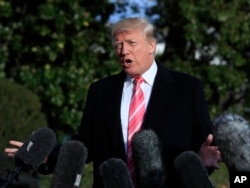 President Donald Trump speaks to reporters before leaving the White House, Nov. 21, 2017, in Washington, for a Thanksgiving trip to Mar-a-Lago estate in Palm Beach, Fla. Silent for more than a week, Trump all but endorsed embattled Alabama Republican Sena