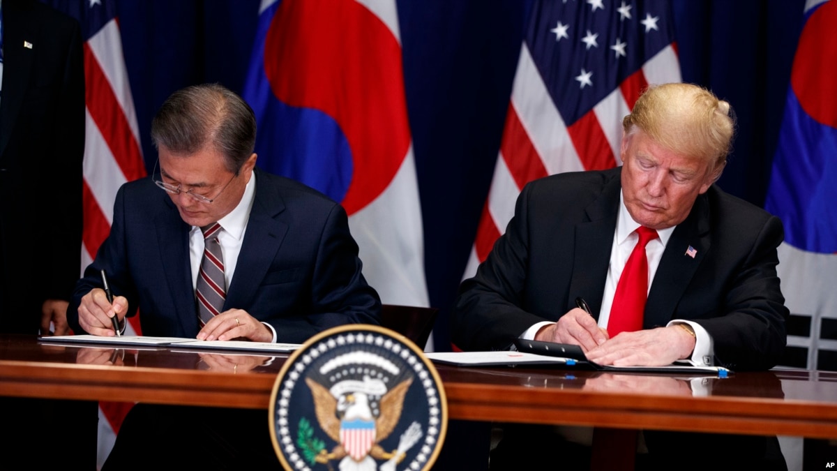美国和韩国签署新自由贸易协定