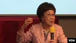 2020总统参选人、前台湾副总统吕秀莲在台北举行座谈会（美国之音齐勇明摄 2019年10月25日）