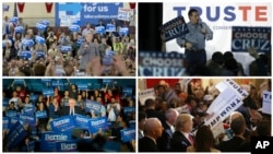 Hillary Clinton, Ted Cruz, Donald Trump et Bernie Sanders font campagne en Iowa, le 31 janvier 2016. 