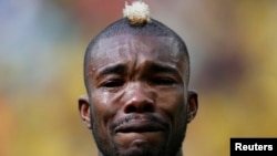 L'international ivoirien Geoffroy Serey Dié (FC Bâle/SUI) en pleurs, 19 juin 2014.