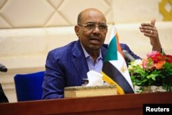 FILE - Sudan's President Omar Hassan al-Bashir speaks during a press conference at the palace in Khartoum, March 2, 2017.