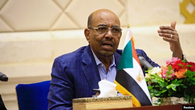 FILE - Sudan's President Omar Hassan al-Bashir speaks during a press conference at the palace in Khartoum, March 2, 2017. 