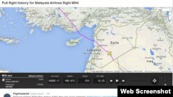Swedish flight tracking service Flightradar24 AB posted a flight map on its Twitter account on Monday showing the change in the route of Malaysian Airlines flight MH4, which flies from Kuala Lumpur to London.
