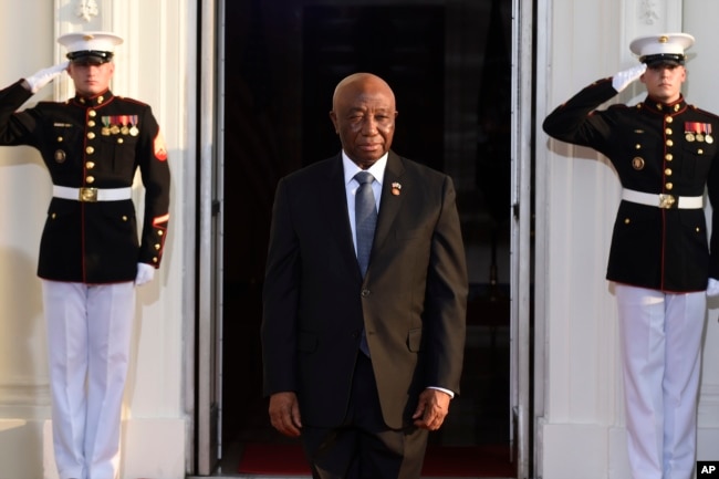 FILE -Joseph Nyuma Boakai, Sr., Vice President of Liberia, arrives for a dinner hosted by President Barack Obama for the U.S. Africa Leaders Summit, Aug. 5, 2014.