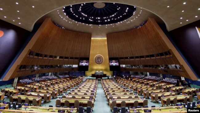 미국 뉴욕 유엔본부의 유엔 총회장.
