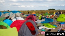کمپ موقت پناهجویان در مرز هنگری