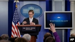 White House press secretary Jay Carney speaks during the daily briefing at the White House in Washington, Monday, Feb. 24, 2014. (AP)