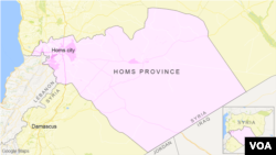 Peta Provinsi Homs di Syria