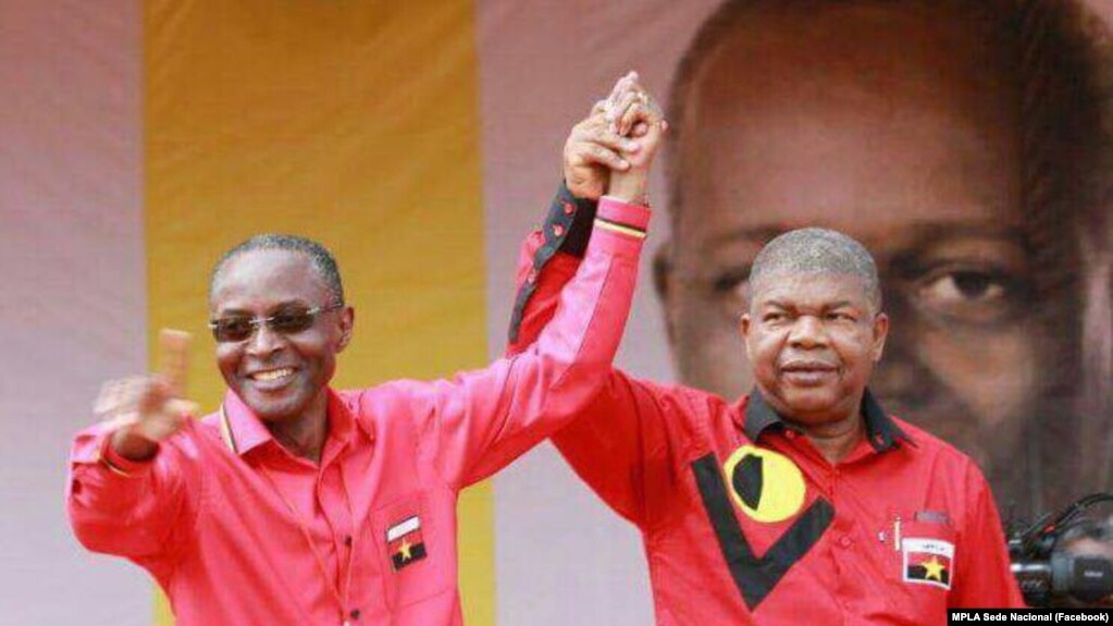 Bornito de Sousa (esq) com João Lourenço, candidatos à vice-presidência e presidência respectivamente pelo MPLA nas eleições de 23 Agosto em Angola