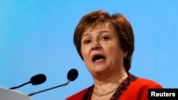 World Bank CEO Kristalina Georgieva addresses during the opening of COP24 UN Climate Change Conference 2018 in Katowice, Poland, Dec. 3, 2018. 