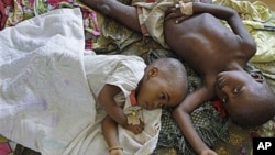 Two children with malaria rest at the local hospital in the small village of Walikale, Congo, September 19, 2010 (file photo)
