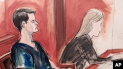 Dibujo de Ross Ulbricht durante su juicio en una corte de Nueva York. Ulbricht es fundador de Silk Road, un sitio web usado para transacciones ilegales.