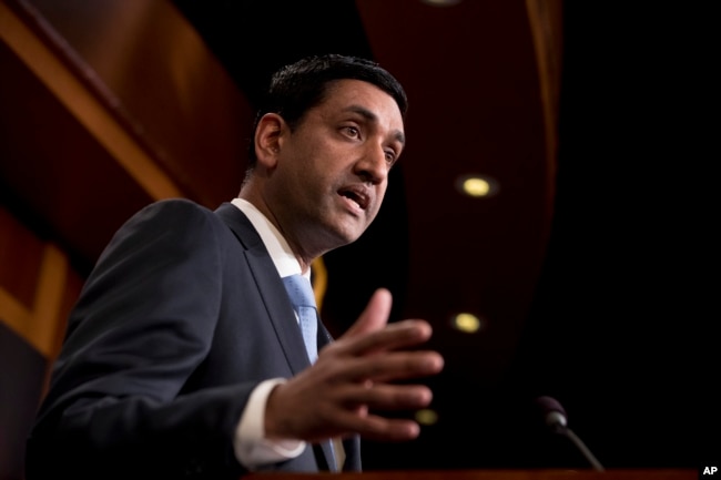 Rep. Ro Khanna, D-Calif., speaks at a news conference on Capitol Hill in Washington, Jan. 30, 2019, on a reintroduction of a resolution to end U.S. support for the Saudi-led war in Yemen.