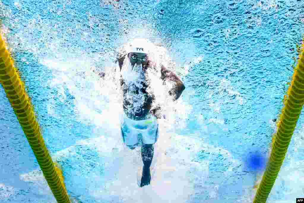 France&#39;s Mehdy Metella competes in a men&#39;s 100m freestyle semi-final during the swimming competition at the 2017 FINA World Championships in Budapest, Hungary.