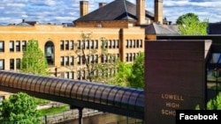 Birdview of Lowell High School located in downtown Lowell, Massachusetts. The issue of either renovating or moving the school a different location has divided the city. 