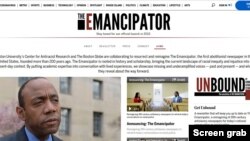 Boston University's Center for Antiracist Research and The Boston Globe are planning to launch a reimagining of a 200-year-old abolitionist newspaper. The new publication, "The Emancipator," is seen here in a screen grab taken Jan. 17, 2022. 