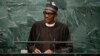 Nigerian President Muhammadu Buhari speaks during the 71st session of the United Nations General Assembly, Sept. 20, 2016, at U.N. headquarters.