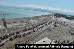 A general view of Taman Ria's beach, which was hit by a tsunami after a quake in West Palu, Central Sulawesi, Indonesia, Sept. 30, 2018.