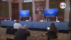 El gobernador de Nueva York, Andrew Cuomo, reporta al público en conferencia de prensa sobre los desarrollos en la lucha contra la pandemia del coronavirus. Captura de pantalla, abril 5 de 2020.