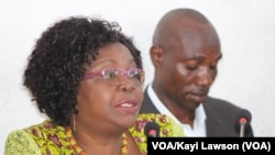 Brigitte Adjamagbo-Johnson coordinatrice de la coalition C14, à Lomé, Togo, 16 août 2018. (VOA/Kayi Lawson)
